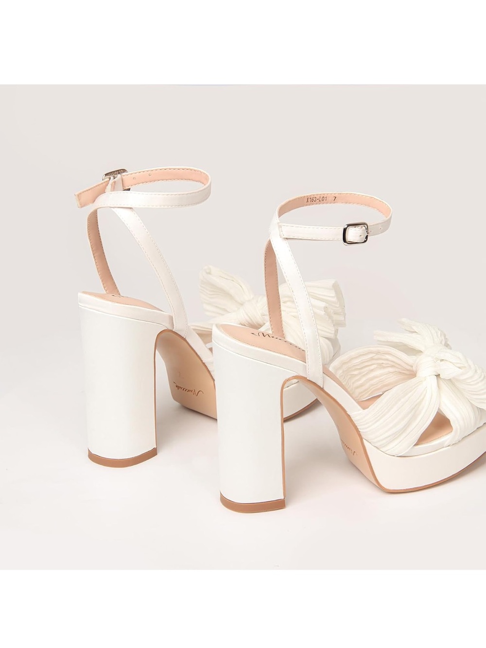 Bridal Open Toe Bow Platform Heels - Picture 5 of 14